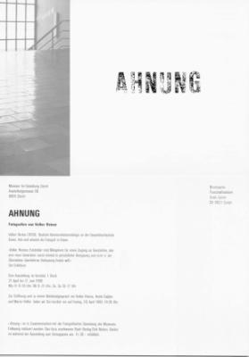 Ahnung - Fotografien von Volker Heinze