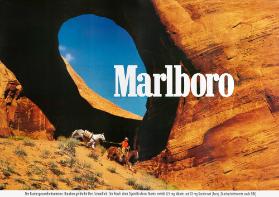 Marlboro - Der Bundesgesundheitsminister: Rauchen gefährdet Ihre Gesundheit. Der Rauch einer Zigarette dieser Marke enthält 0,9 mg Nikotin und 13 mg Kondensat (Teer). (Druchschnittswerte nach DIN)