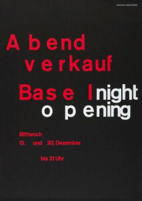 Abendverkauf Basel - night opening - Mittwoch 13. und 20. Dezember bis 21 Uhr