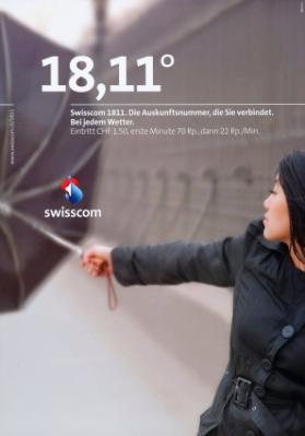 18,11° - Swisscom 1811. Die Auskunftsnummer, die Sie verbindet. Bei jedem Wetter