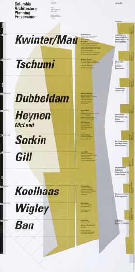 Columbia University Architecture Planning Preservation - Lectures - Exhibitions - Spring 2000