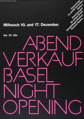 Abendverkauf Basel - night opening - Mittwoch 10. und 17. Dezember bis 21 Uhr