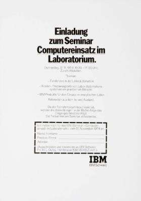 Einladung zum Seminar Computereinsatz im Laboratorium.
