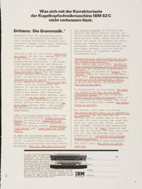 Was sich mit der Korrekturtaste der Kugelkopfschreibmaschine IBM 82 C nicht verbessern lässt. - Drittens: Die Grammatik.