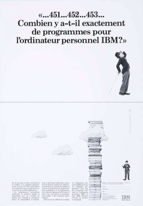 "...451...452...453... Combien y a-t-il exactement de programmes pour l'ordinateur personnel IBM?"