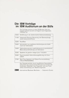 Die IBM Vorträge im IBM Auditorium an der Büfa