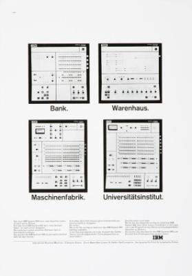 Bank. Warenhaus. Maschinenfabrik. Universitätsinstitut.