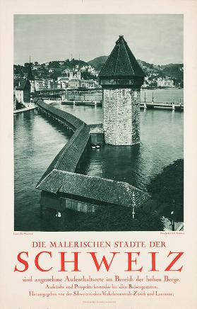Die malerischen Städte der Schweiz sind angenehme Aufenthaltsorte im Bereich der  hohen Berge - Luzern: Der Wasserturm