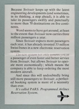 (...) It's called PARS. Programmed Airlines Reservation System.