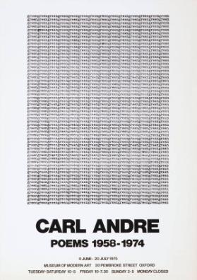 Carl Andre - Poems 1958-1974 - Museum of modern art - Oxford