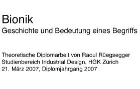 Bionik - Geschichte und Bedeutung einer Begriffs