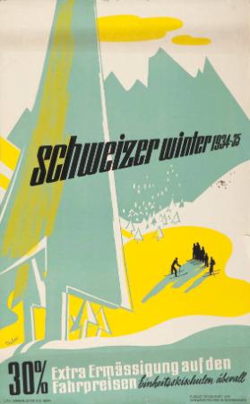 Schweizer Winter 1934 35 - 30% Ermässigung auf den Fahrpreisen