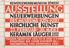 Kunstgewerbemuseum Zürich - Neuerwerbungen des Museums 1924 - 1930 - Kirchliche Kunst - Keramik Läuger Karlsruhe