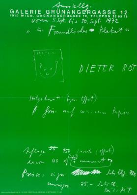 Dieter Rot -  "Ein freundliches Plakat" - Holzschnitt bzw. Offset - Galerie Grünangergasse 12, Wien - 5.-30. Sept. 1972