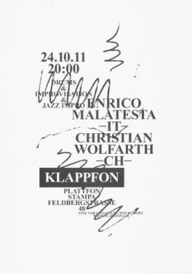 Klappfon - Enrico Malatesta - IT - Christian Wohlfahrt - CH - Drums & Improvisation & Jazz Impro - Plattfon Stampa