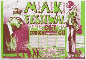 M.A.K. Festival - Musik ausser Kontrolle - 7.-10. Okt. 82 - Rote Fabrik Zürich