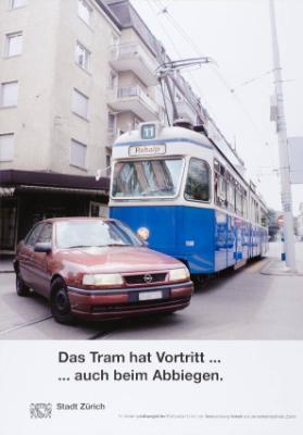 Das Tram hat Vortritt... auch beim Abbiegen. Stadt Zürich