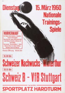 15. März 1960 - Nationale Trainings-Spiele - Schweizer Nachwuchs - Winterthur - Schweiz B - VfB Stuttgart - Tram-Sportbillete - Sportplatz Hardturm