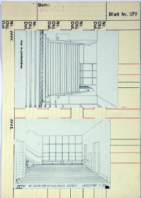 ZHdK Gebäude, Repro Plan von Flur und Treppenhaus