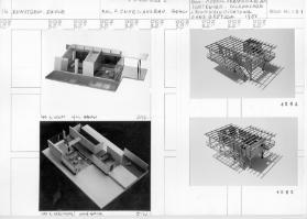 14 ; Fachklasse für Innenausbau Guhl ; Modell Ferienhaus am Murtensee, Balkenlage & Inneneinrichtung Hans Brütsch 1951