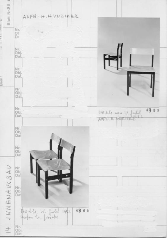 14 ; Innenausbau ; Stühle von W. Guhl 1952