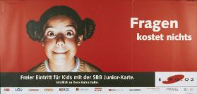 Fragen kostet nichts. EXPO 02 - Freier Eintritt für Kids mit der SBB Junior-Karte. Erhältlich an Ihrem Bahnschalter.