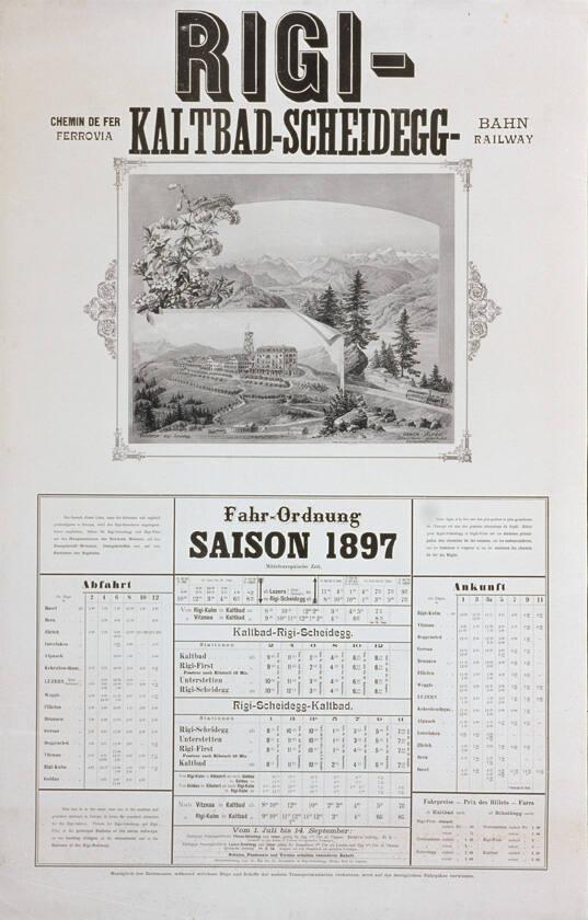 Rigi-Kaltbad-Scheidegg - Fahr-Ordnung Saison 1897