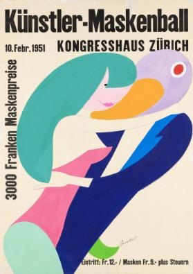 Künstler-Maskenball - 10. Febr. 1951 - Kongresshaus Zürich - 3000 Franken Maskenpreise