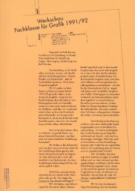 Fachklasse für Grafik, Werkschau 1991-1992