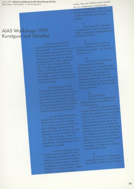 AIAS Workshops 1997 ; Kunstguss und Geiseltal