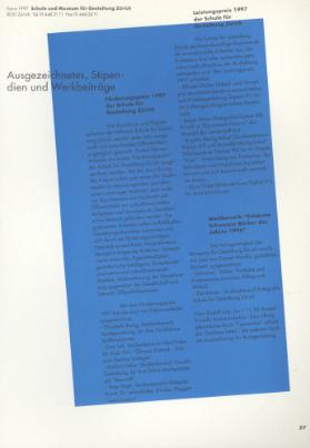 Ausgezeichnetes, Stipendien und Werkbeiträge. Leistungspreis 1997