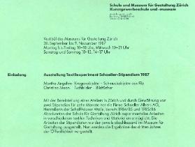 Textilexperiment Schoeller-Stipendium 1987
