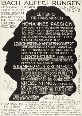 Bach-Aufführungen - des Basler Gesangvereins u. d. allg. Musikgesellschaft im Rahmen d. Basler Kunst u. Musikwochen - Mai 1943 - (...)