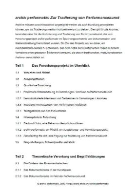 Archiv Performativ: Zur Tradierung von Performancekunst