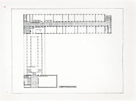 Grundrissplan des Gewerbeschulhauses und Kunstgewerbemuseums ; 1. Obergeschoss