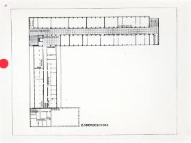 Grundrissplan des Gewerbeschulhauses und Kunstgewerbemuseums ; 2. Obergeschoss
