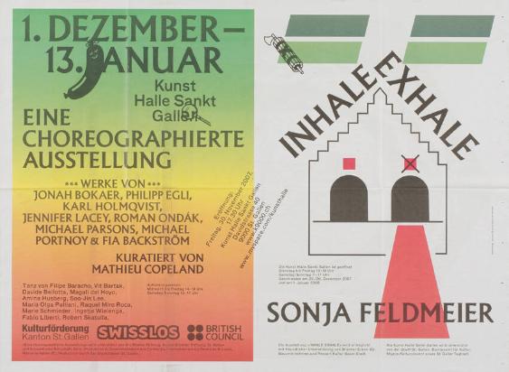 1. Dezember - 13. Januar - Kunst Halle Sankt Gallen - eine choreographierte Ausstellung - kuratiert von Mathieu Copeland - inhale exhale - Sonja Feldmeier (recto)