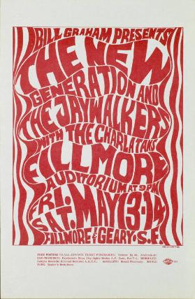 Bill Graham presents - The New Generation and The Jaywalkers - with The Charlatans - Fillmore