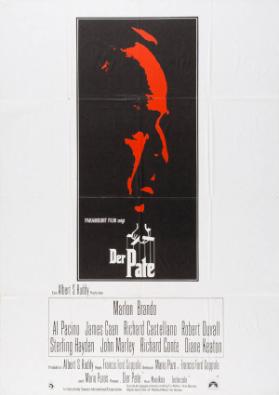 Paramount Film zeigt - Der Pate - Eine Albert S. Ruddy Produktion - Marlon Brando - Al Pacino - James Caan - Richard Castellano - Robert Duvall - Sterling Hayden - John Marley - Richard Conte - Diane Keaton - Produktion: Albert S. Ruddy - Regie: Francis Ford Coppola - Drechbuch: Mario Puzo u. Francis Ford Coppola - nach Mario Puzos Roman "Der Pate" - Musik: Nino Rota