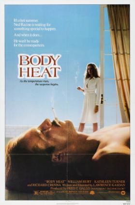 It's a hot summer. Ned Racine is waiting for something special to happen. And when it does... He won't be ready for the consequences. Body Heat - As the temperature rises, the suspense begins. "Body Heat" William Hurt - Kathleen Turner and Richard Crenna - Written and directed by Lawrence Kasdan