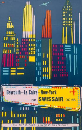 Beyrouth-Le Caire-New York par Swissair DC-6B - S. A. suisse pour la navigation aérienne