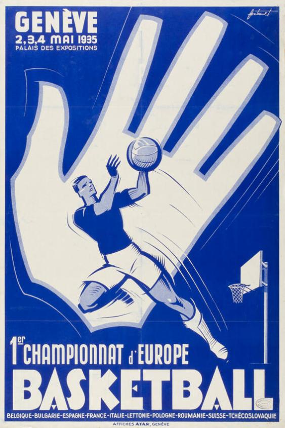 Genève - 2, 3, 4 mai 1935 - Palais des expositions - 1er Championnat d'Europe - Basketball - Belgique-Bulgarie-Espagne-France-Italie-Lettonie-Pologne-Roumanie-Suisse-Tchécoslovaquie