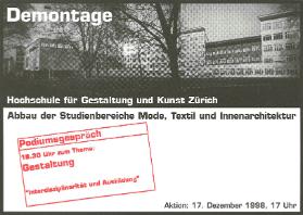 Demontage - Gegen den Abbau der Studienbereiche Mode, Textil und Innenarchitektur