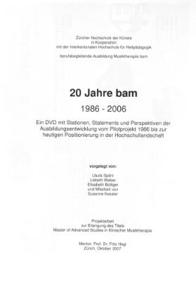 20 Jahre bam, 1986-2006