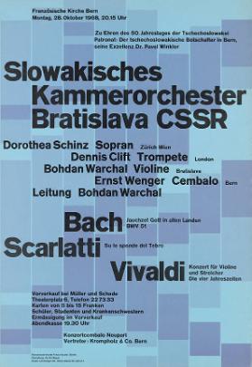 Französische Kirche Bern - Zu Ehren des 50. Jahrestages der Tschechoslowakei - Slowakisches Kammerorchester Bratislava CSSR - Bach - Scarlatti - Vivaldi