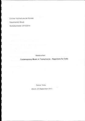 ContemporaryMusic in Transylvania - Repertoire for Cello