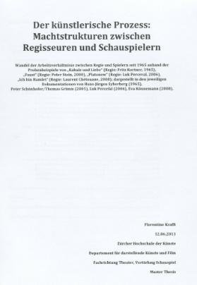 Der künstlerische Prozess: Machtstrukturen zwischen Regisseuren und Schauspielern