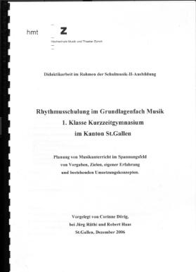 Rhythmusschulung im Grundlagenfach Musik 1. Klasse Kurzzeitgymnasium im Kanton St. Gallen