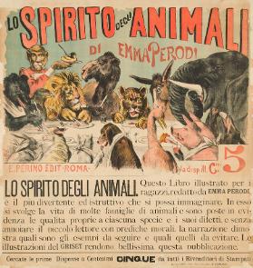 Lo spirito degli animali di Emma Perodi - E. Perino edit - Roma - La disp. ill. c.mi 5 - [...] - Cercate le prime dispense a centesimi cinque da tutti revenditori stampati