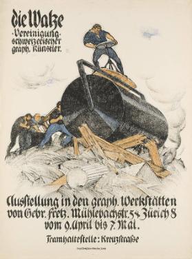 Die Walze - Vereinigung schweizerischer graph. Künstler. Ausstellung in den graph. Werkstätten von Gebr. Fretz. Mühlebachstr. 54 Zürich 8 - Vom 9. April bis 7. Mai. Tramhaltestelle: Kreuzstrasse